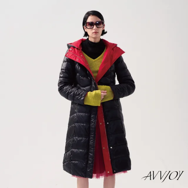 【AVVJOY 艾薇卓爾】雙面穿長版羽絨服(外套 大衣 麵包服  連帽外套 羽絨外套 長版羽絨外套 CLA0404OW)