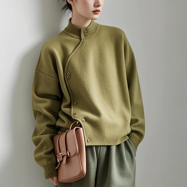 FREE 純棉緹花V領抓摺長袖上衣(深藍) 推薦