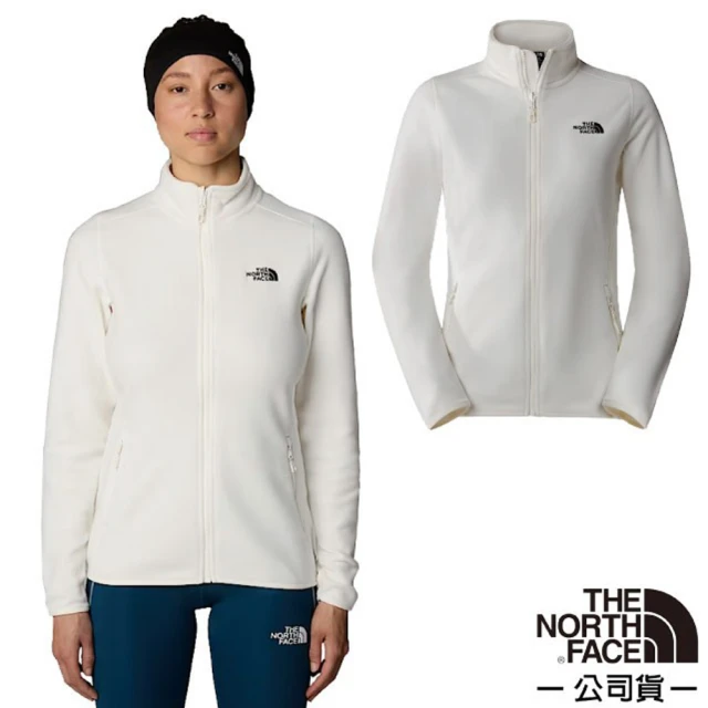 The North Face 女 100 Glacier 輕盈舒適保暖立領抓絨外套.休閒運動戶外夾克(8DFE-4HP 沙丘白)