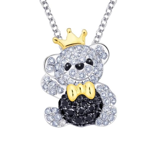【Just Diamond】鎮金店 夢幻小熊系列 18K雙色金鑽石吊墜-小熊王子(全鑽-不含鍊)