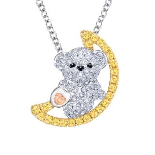 【Just Diamond】鎮金店 夢幻小熊系列 18K三色金鑽石吊墜-甜睡小熊(不含鍊)
