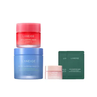 【LANEIGE 蘭芝】超能亮面膜+唇膜明星組(睡美人晚安面膜70ml+睡美人晚安唇膜20g 官方直營)