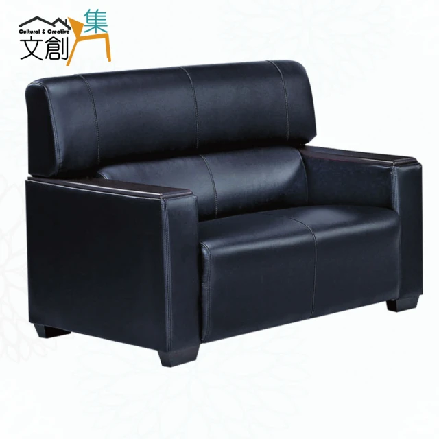 文創集 馬可黑色透氣皮革二人座沙發椅品牌優惠 文創集 馬可黑色透氣皮革二人座沙發椅