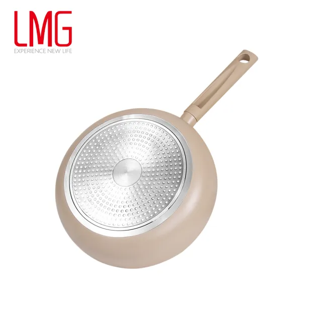 【LMG】ALBEE聯名｜奶茶不沾炒鍋附蓋28cm-IH爐可用鍋(不沾鍋 適用各種爐具)