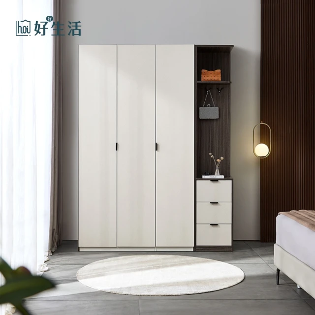 hoi! 好好生活 預購60天★林氏木業簡約質感三門衣櫃組合 MF17D 附邊櫃