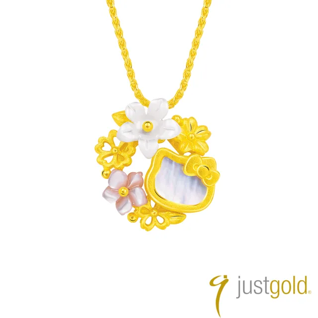 【Just Gold 鎮金店】Hello Kitty 櫻花綻放-華麗版 黃金吊墜(不含鍊)