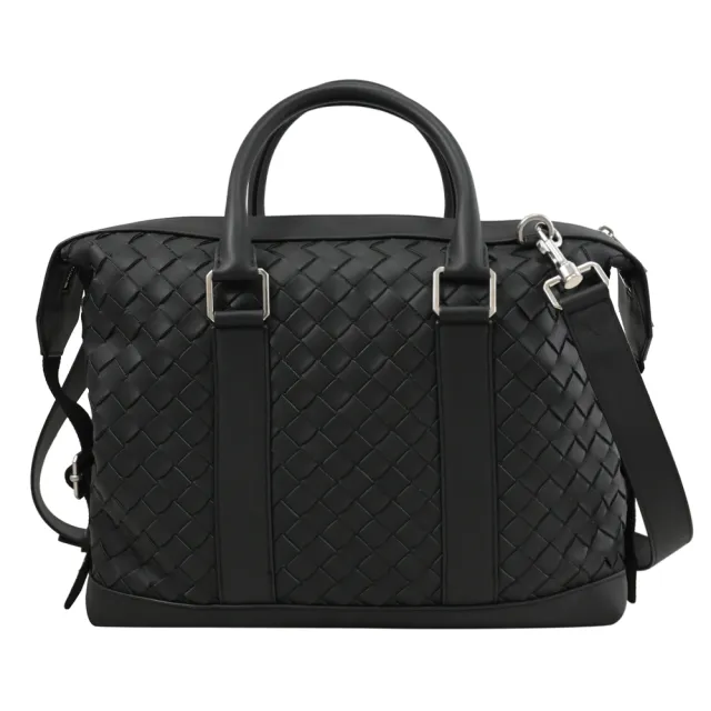 【BOTTEGA VENETA 寶緹嘉】簡約經典手工編織牛皮大容量商務包公事包兩用包(藍黑)