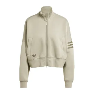 【adidas 愛迪達】NEUCL Tracktop 女 立領外套 運動外套 休閒穿搭 雙向拉鍊 灰綠(JI8494)