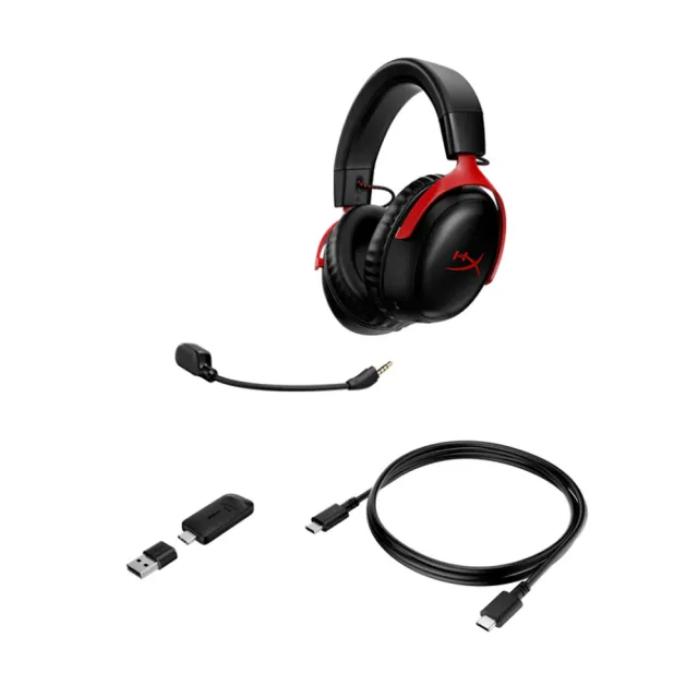 【HyperX】Cloud III Wireless — 無線電競耳機 黑紅(77Z46AA)