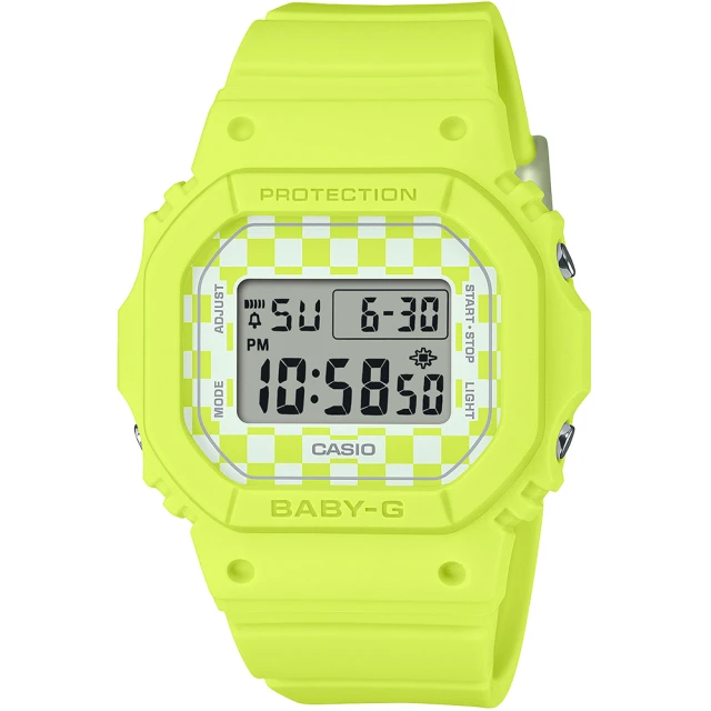 CASIO 卡西歐 BABY-G 滑板時尚格子旗輕巧電子錶 新年 聖誕 禮物(BGD-565GS-9)