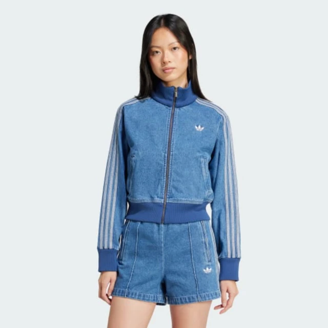 adidas 愛迪達 外套 女 運動立領外套 牛仔 DENIM TT 藍 JD2570