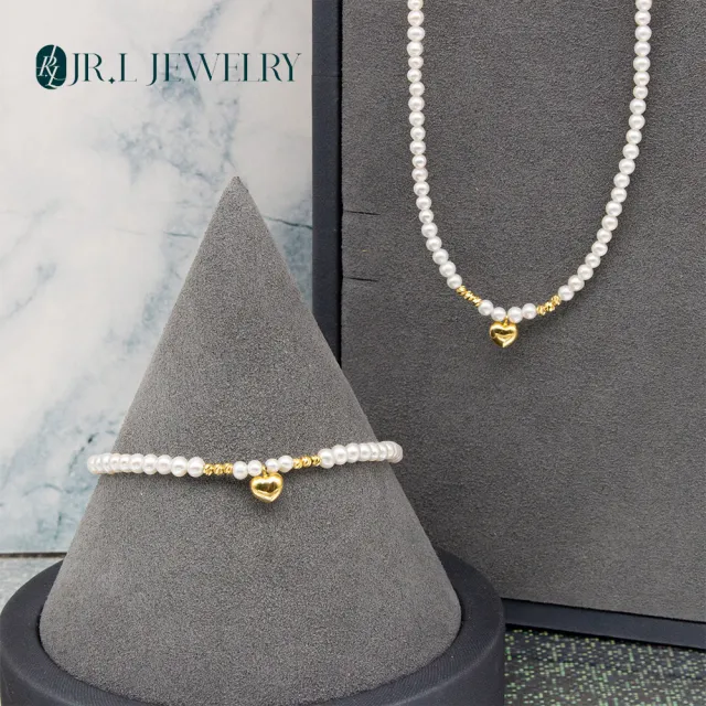 【JR.L金瑞利珠寶】年終慶 天然珍珠 珍心守護18K金珍珠套組(手鍊2.5-3MM/項鍊2.5-3MM)