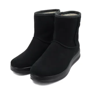 【FLYFLOR】義大利原廠厚底絨毛質感保暖軟墊雪靴 黑色(64Y63-SX-BLS)