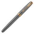 【PARKER】派克 18K金 卓爾純銀格紋金夾 F尖 鋼筆 法國製造