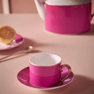 【PIP STUDIO】Chique Gold 咖啡杯組220ml-粉(咖啡杯+碟子)