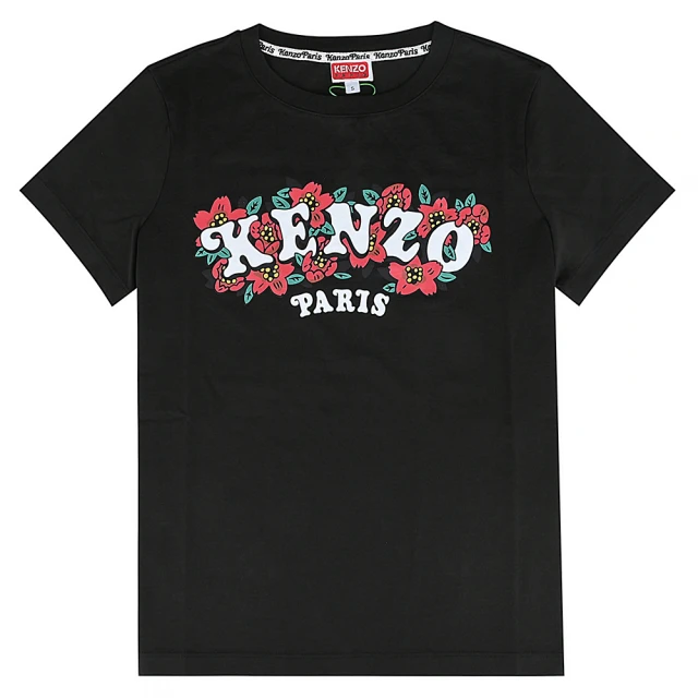 KENZO KENZO VERDY MARKET海棠花印刷標誌棉質短袖T恤(女款/黑)