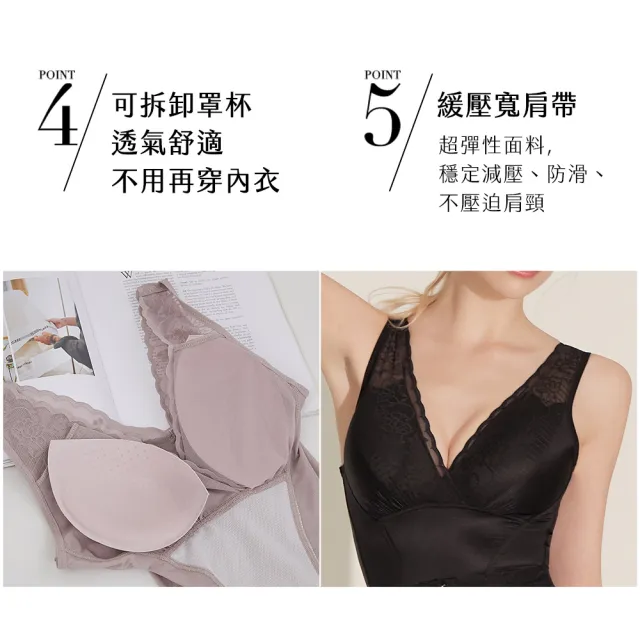 【beaulace 薄蕾絲】輕塑一件式連身排扣修飾塑身衣 纖纖腰(三種塑身效果一次滿足)