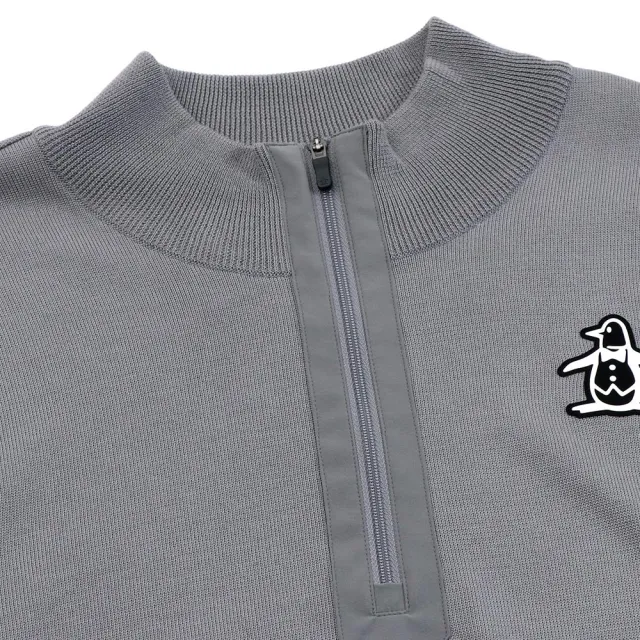 【Munsingwear】企鵝牌 男款灰色企鵝刺繡拉鍊立領長袖毛衣 MGUT4C01