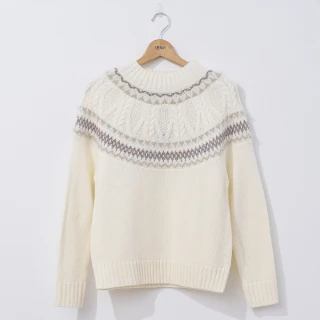 【IENA】圖騰拐麻花針織毛衣(#4250010 針織、毛衣、麻花上衣、保暖款式 米白色)