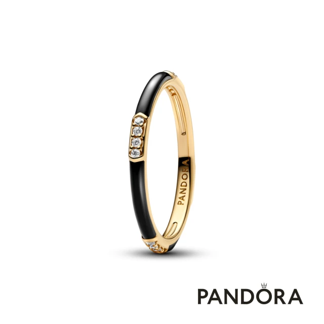 Pandora 官方直營 黑色琺瑯寶石戒指