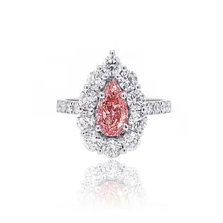 【Luster】年貨節!IGI 1克拉 Fancy Intense Pink 水滴 培育鑽 粉紅鑽 戒指(禮物傳遞摯愛閃耀永恆)