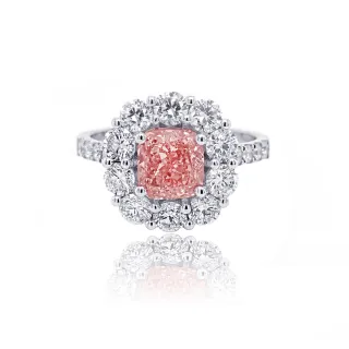 【Luster】年貨節!IGI 1克拉 Fancy Intense Pink 枕形 培育鑽 粉紅鑽 戒指(禮物傳遞摯愛閃耀永恆)