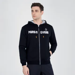 【Munsingwear】企鵝牌 男款黑色企鵝LOGO連帽棉感運動外套 MGUL6621
