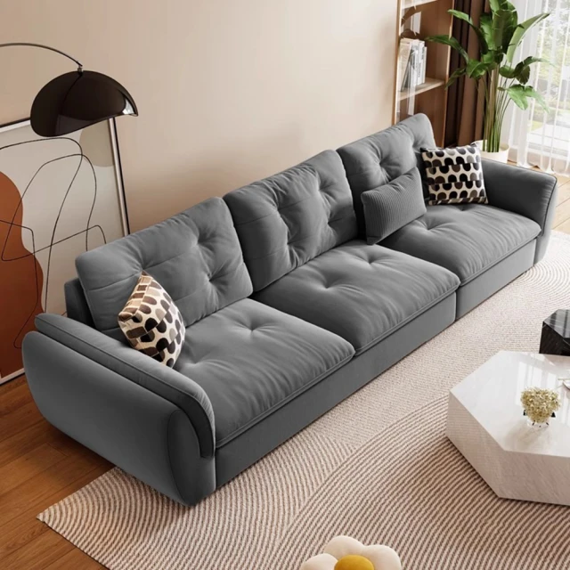 美華品質家居 四人位 2.8米(奶油風沙發 直排沙發 雲朵沙發 羽絨絲綿沙發 貓抓絨布沙發 沙發 預購15天)