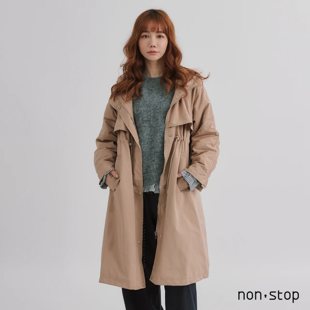 non-stop 休閒保暖連帽鋪棉風衣外套-2色