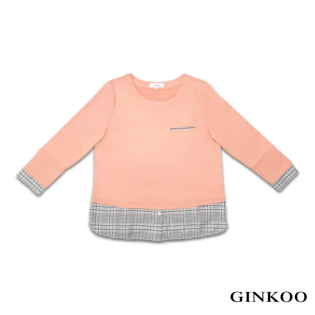 【GINKOO 俊克】九分袖假兩件上衣