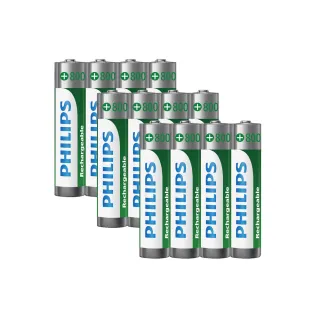 【PHILIPS】低自放鎳氫充電電池AAA 4號 800mAh  共12顆(4入*3)