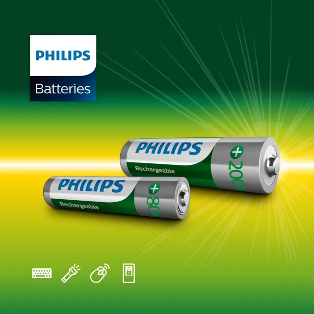【PHILIPS】低自放鎳氫充電電池 AA 3號(2000mAh  4入)