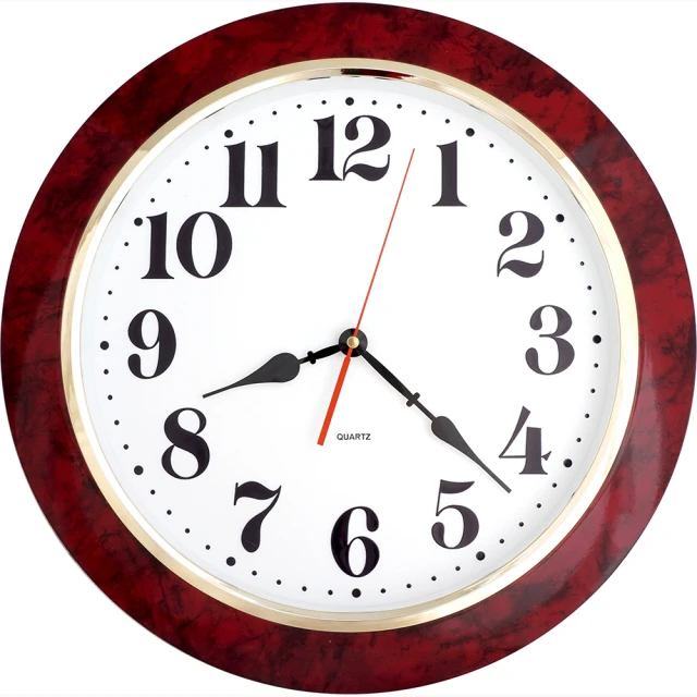 JUSTIME 鐘情坊 16吋 日系簡約易讀 仿紅大理石框 