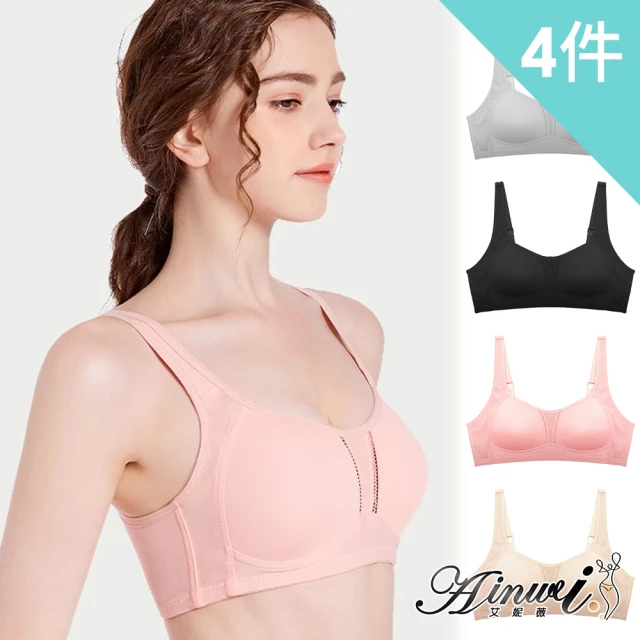 AINWEI 艾妮薇 4件組 ☆ 精緻柔軟兔耳花卉蕾絲無鋼圈