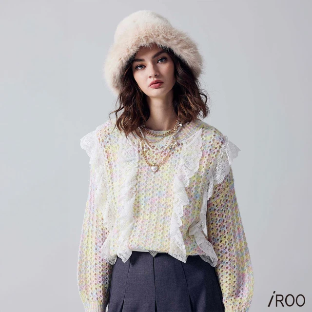 iROO 光澤感透明蔥紗針織上衣