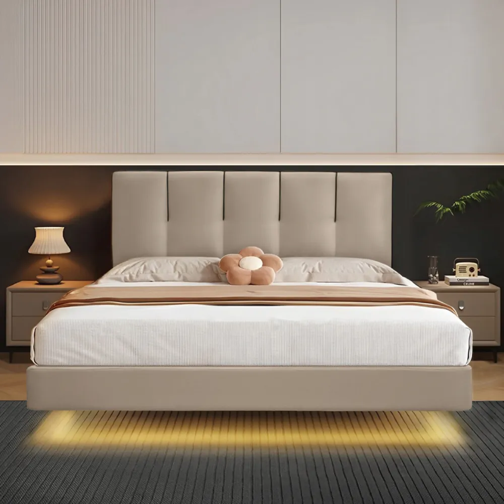 【IHouse】奶油夾心 雙大6尺 房間2件組(貓抓皮床片+懸浮床)