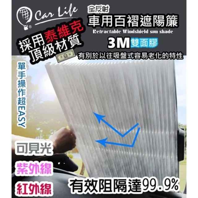 CarLife 杜邦Tyvek☆ 美金鈔票用紙｜車用百褶前擋遮陽簾(汽車遮陽/前檔遮陽簾/百摺)