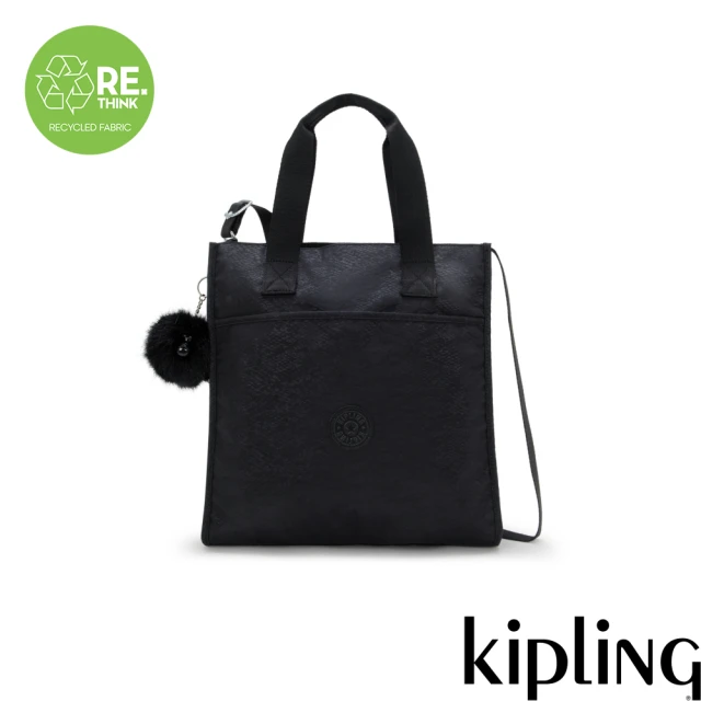 KIPLING官方旗艦館 墨黑壓印手提斜背托特包-INARA