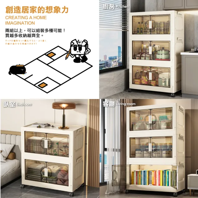 【ONE HOUSE】75寬 410L 艾蜜莉折疊收納櫃_五層(收納架/收納箱/置物櫃/置物架/電器櫃/收納車)