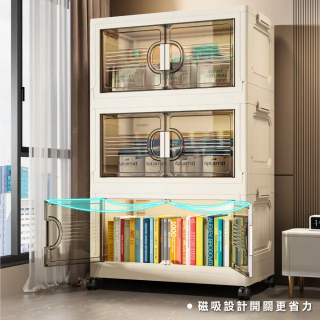 【ONE HOUSE】75寬 410L 艾蜜莉折疊收納櫃_五層(收納架/收納箱/置物櫃/置物架/電器櫃/收納車)