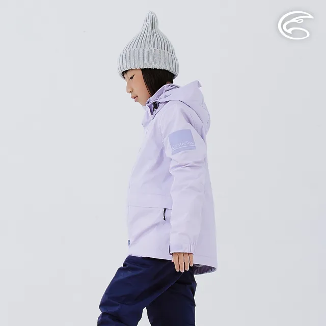 【ADISI】童單件式防水防風透氣保暖外套-可拆帽 AJ2421053 薰衣草紫(刷毛 防潑水 防水外套)