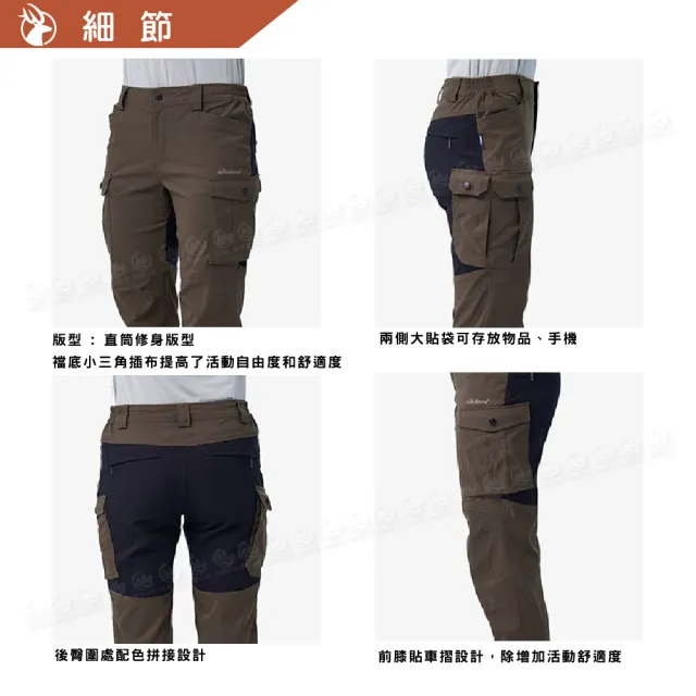 【Wildland 荒野】女 彈性抗UV多袋拼接工裝褲《摩卡》0B11315/休閒運動褲/彈力防曬長褲(悠遊山水+)