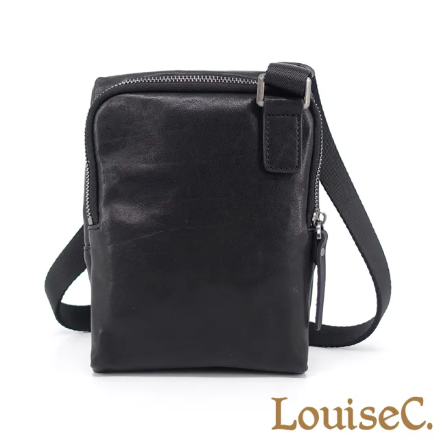 【LouiseC.】雙11 Tree House 中性植鞣革牛皮 日系個性多收納 斜背真皮包 黑色 雙隔層設計 GYA0002-05