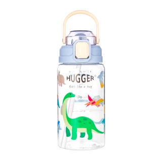 【HUGGER】兒童彈蓋吸管水壺 550ml 快樂恐龍(Tritan輕量大開口好清洗幼兒園學齡適用)