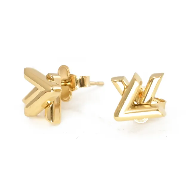 【Louis Vuitton 路易威登】LV M01621 GO-14 經典品牌字母LOGO造型針式耳環(現貨)