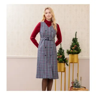 【Iris Girls 艾莉詩】冬日手札格紋背心裙-2色(45630)