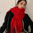 【Emi 艾迷】新年大紅限定色 紅色系暖暖 圍巾 開運 大紅大紫(新年 開運 紅運 紅色)