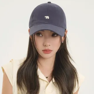 【MoonDy】棒球帽 鴨舌帽 美式復古 顯臉小帽子 防曬 透氣 軟頂 北極熊 刺綉 高質感 遮陽帽