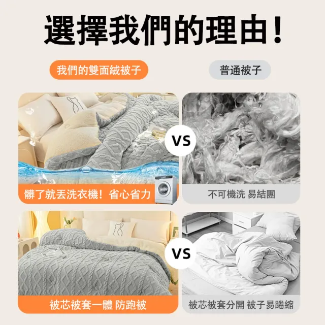 【ZHIPU 芝浦】ZHIPU 芝浦冬季加厚雙面絨棉被蓬鬆柔軟保暖透氣180*220cm(棉被羊羔絨被毛毯蓋毯冬被3公斤裝)