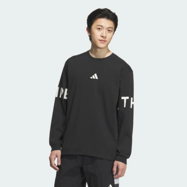 adidas 愛迪達 長袖上衣 男 寬鬆版型 WORD L/S TEE 黑 JM2076(S2882)